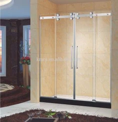 Çerçevesiz çift sürgülü banyo duş kapısı, berrak cam, krom kaplama paslanmaz çelik donanım (KD5312)